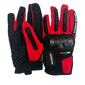 Dospělé rukavice Madmotor Carbon - červené