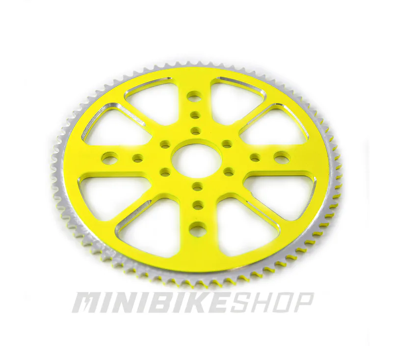 Rozeta CNC Alu pre minibike 72 zubov – žltá