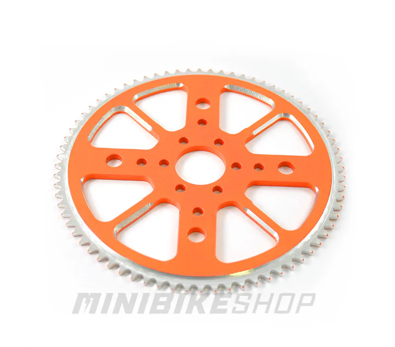Rozeta CNC Alu pre minibike 72 zubov – oranžová