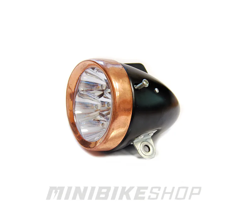 Predné retro svetlo na motobicykel - čierne/medené