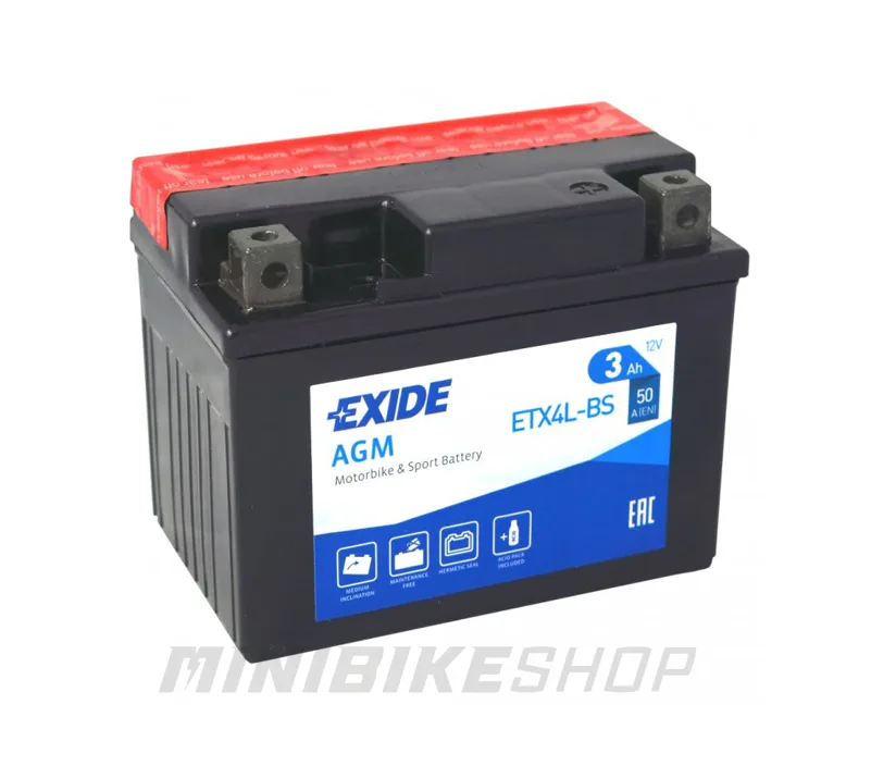 Motobatéria EXIDE ETX4L-BS, 12V 3Ah