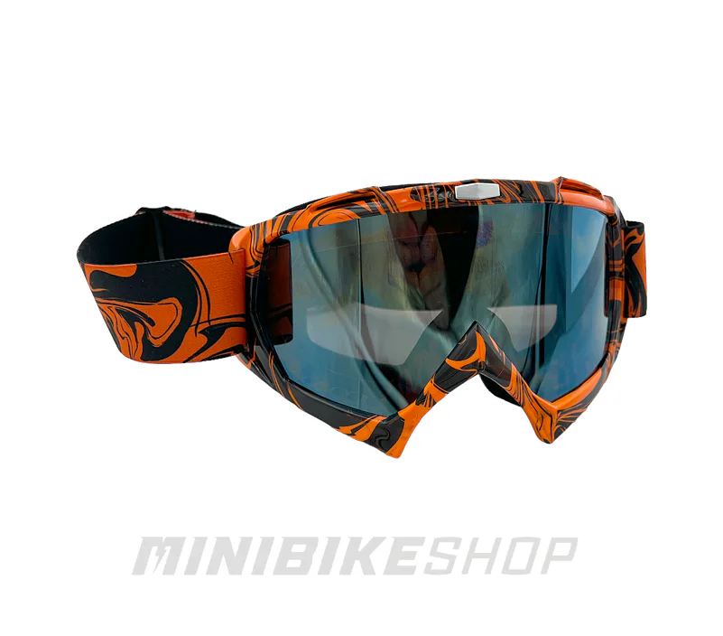 Oranžové motokrosové/MTB okuliare - modro-zelené sklo
