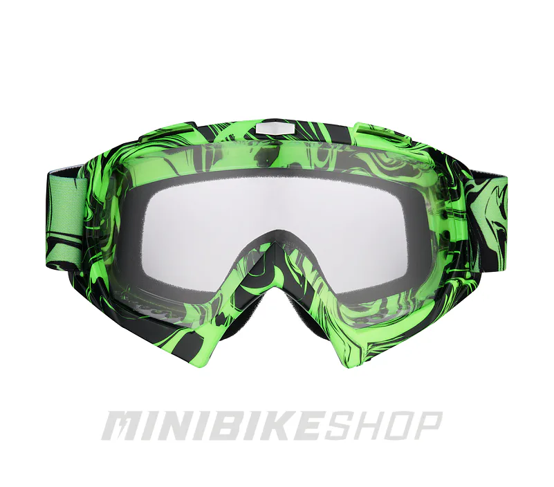 Zelené motokrosové/MTB okuliare - číre sklo