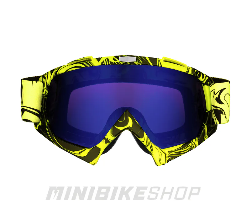 Žlté motokrosové/MTB okuliare - modro-fialové sklo