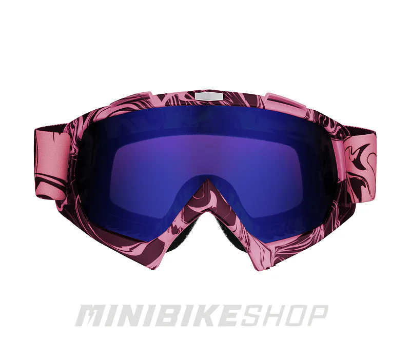 Ružové motokrosové/MTB okuliare - modro-fialové sklo