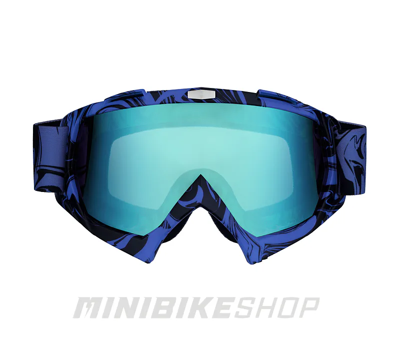 Modré motokrosové/MTB okuliare - modro-zelené sklo