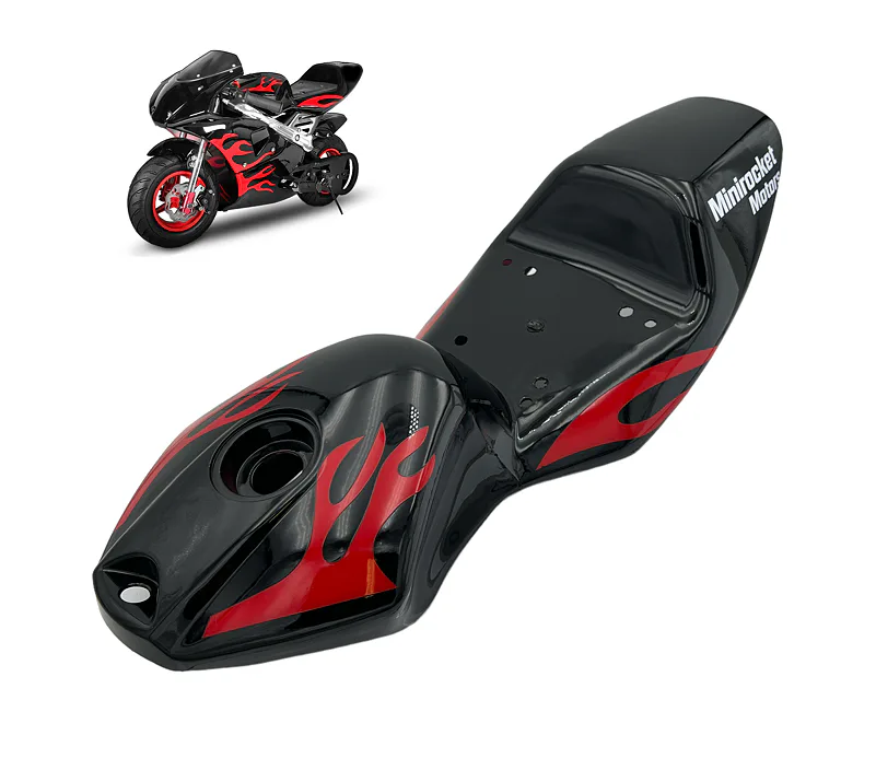 Kapotáž minibike PS77 černá + červené plameny