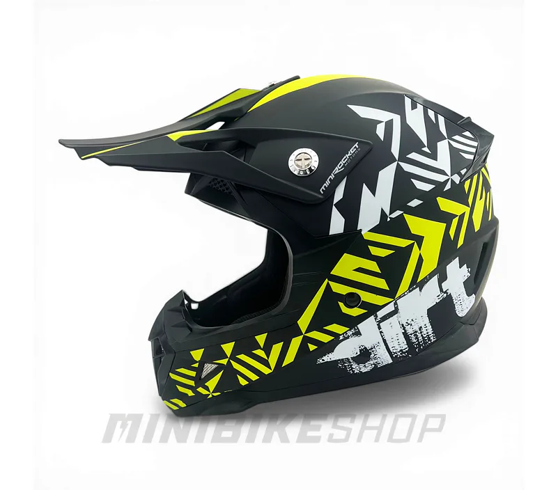 Detská motokrosová prilba MiniRocket DIRT, Yellow Fluo