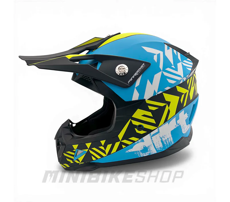 Detská motokrosová prilba MiniRocket DIRT, Yellow Fluo/Blue