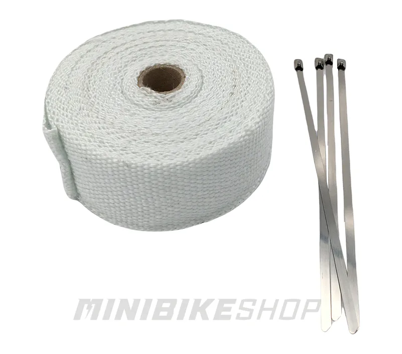Omotávka výfuku na pitbike do 750 stupňov, biela