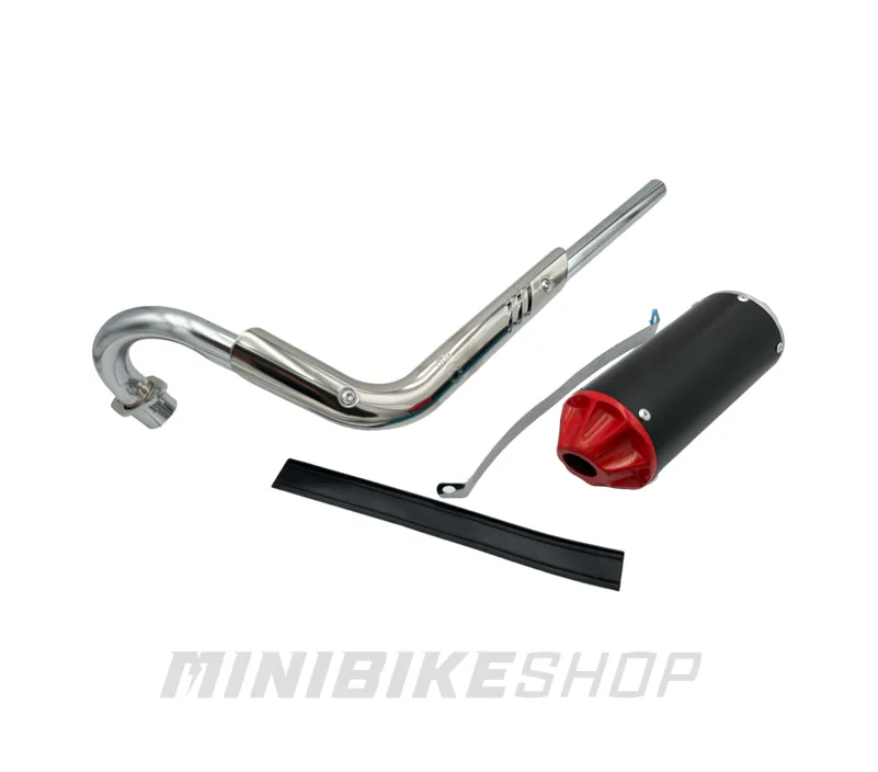 Kompletný výfuk pre pitbike CRF50 s červenou koncovkou