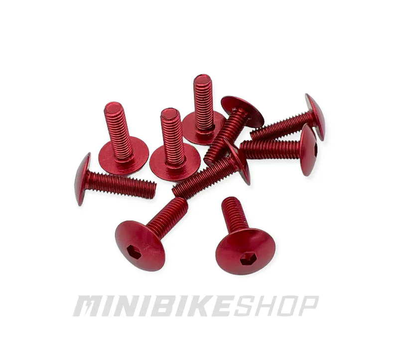 Sada ALU skrutiek M6X20mm, červená (10 ks)