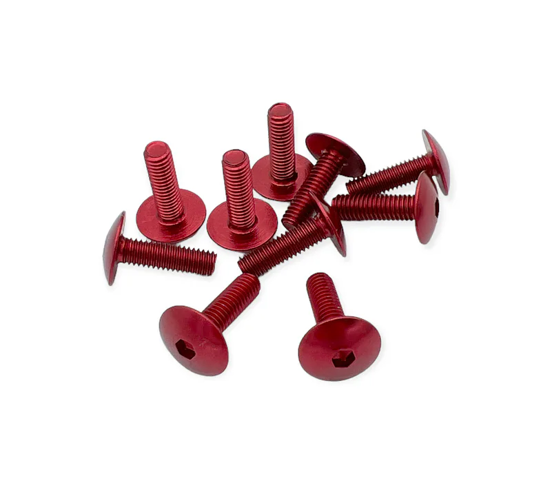 Sada ALU  šroubů M6X20mm, červená (10ks)