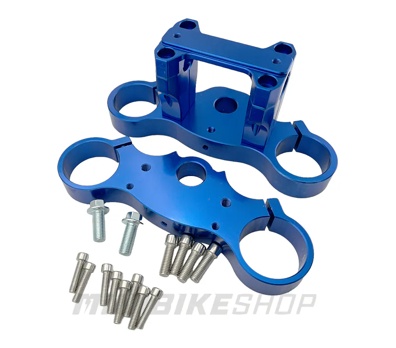 Okuliare vidlice na pitbike s objímkami CNC 45/48, modré