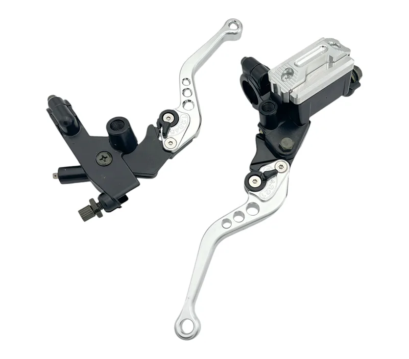 Páčky Pitbike sklopné CNC kompletní stříbrná - sada