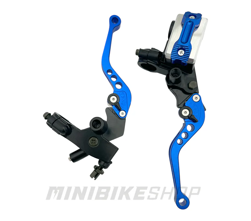 Kompletné sklopné CNC páčky na pitbike, modré - sada