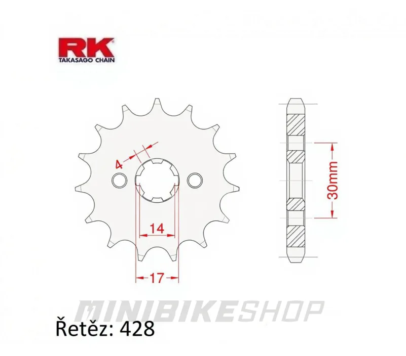 Primárne ozubené koliesko RK 428H,13z,17mm