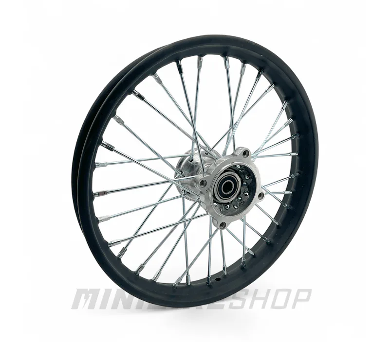 Predný ráfik na pitbike 14" (1.40-14), os 15 mm, strieborný stred