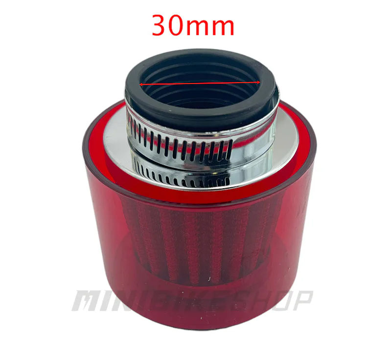 Športový vzduchový filter 30 mm s krytom - červená