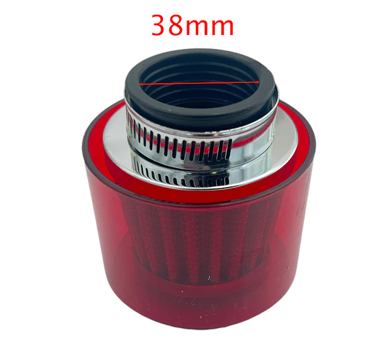 Sportovní vzduchový filtr 38mm s krytem - červená