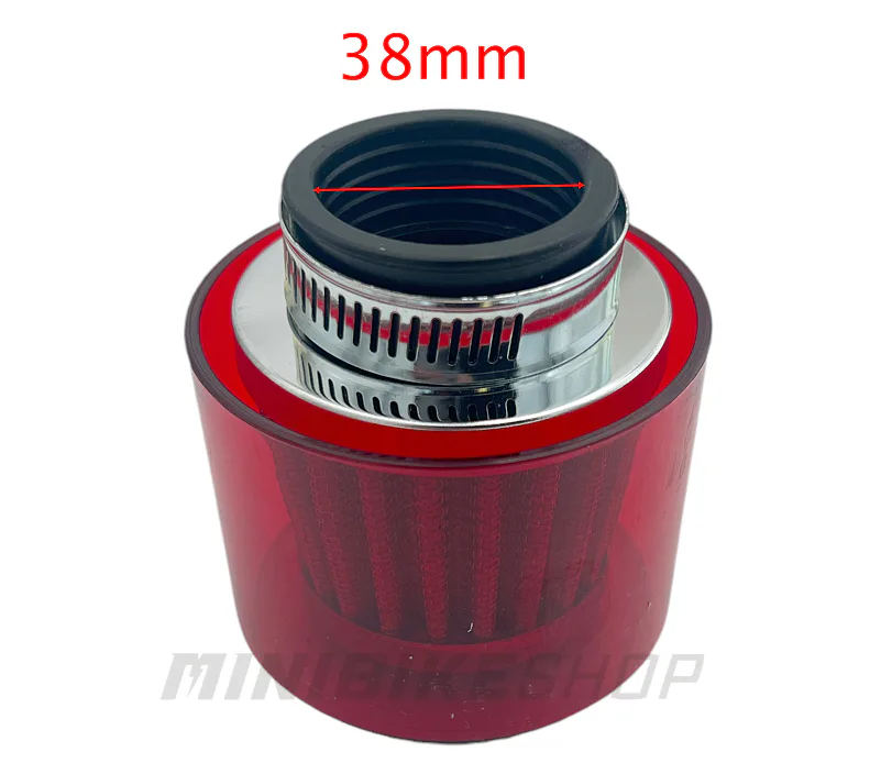 Športový vzduchový filter 38 mm s krytom - červená