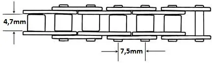 Řetěz pro minicross- 128 článků