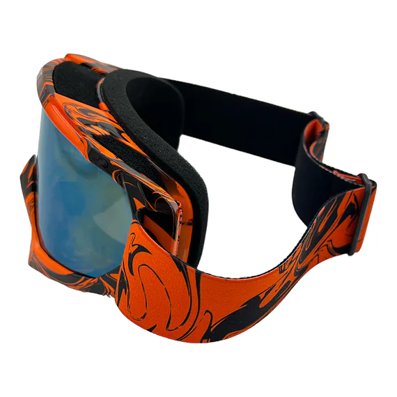 Oranžové motokrosové/MTB okuliare - modro-zelené sklo