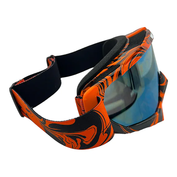 Oranžové motokrosové/MTB okuliare - modro-zelené sklo