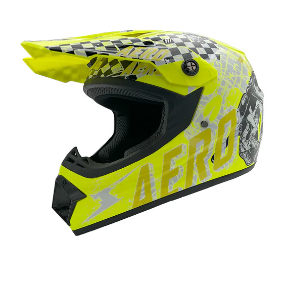 Dětská cross helma Skeleton Yellow