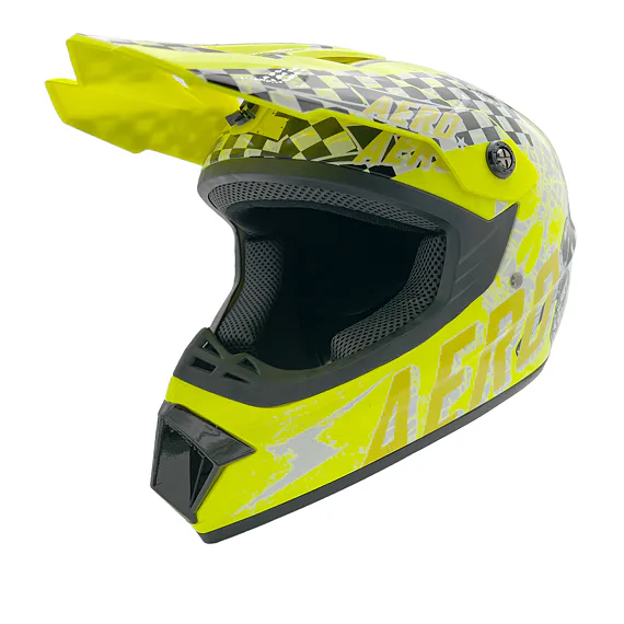 Dětská cross helma Skeleton Yellow