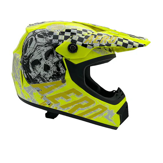 Dětská cross helma Skeleton Yellow