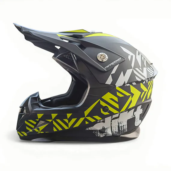 Detská motokrosová prilba MiniRocket DIRT, Yellow Fluo