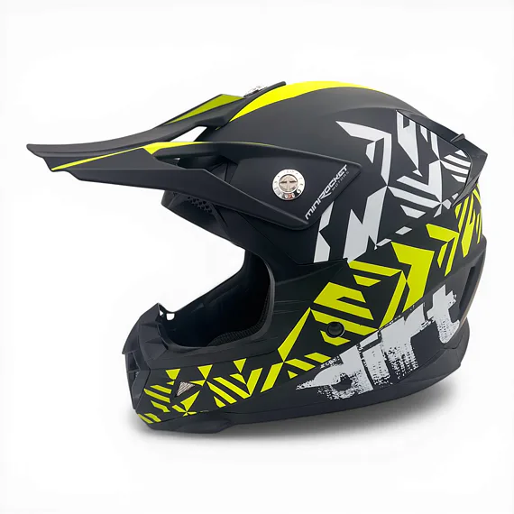Detská motokrosová prilba MiniRocket DIRT, Yellow Fluo