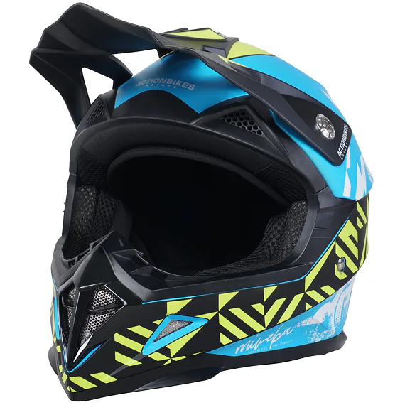 Dětská cross helma MiniRocket DIRT, Yellow Fluo/Blue