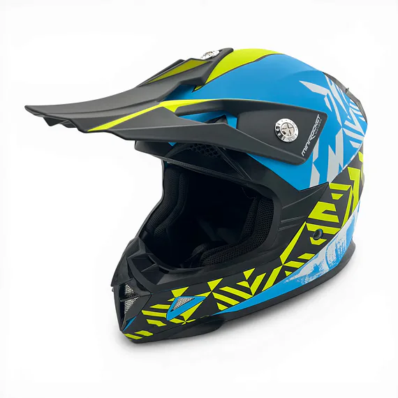 Dětská cross helma MiniRocket DIRT, Yellow Fluo/Blue