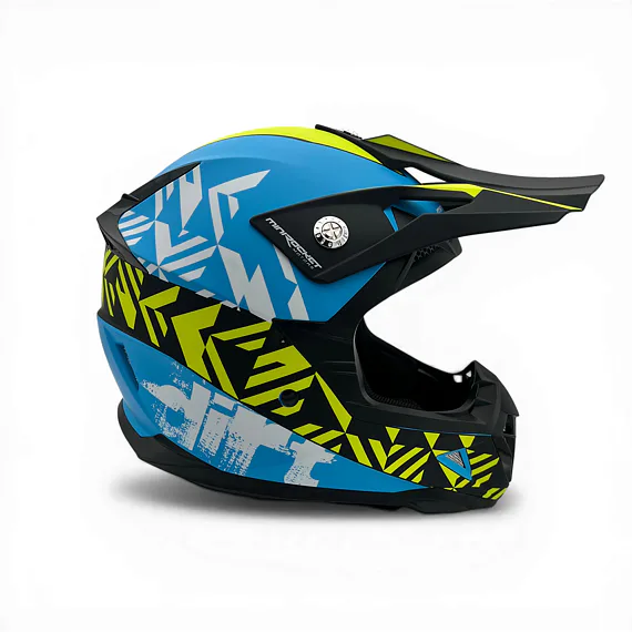 Dětská cross helma MiniRocket DIRT, Yellow Fluo/Blue