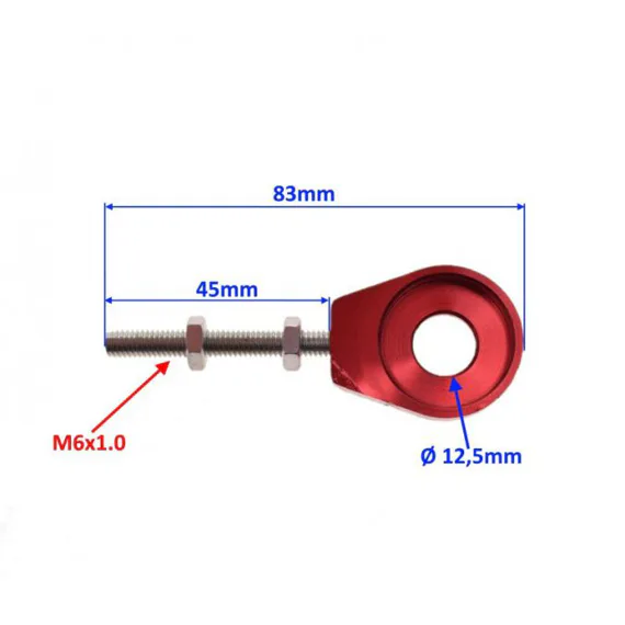 Napínače zadného kolesa, červené - Os 12 mm