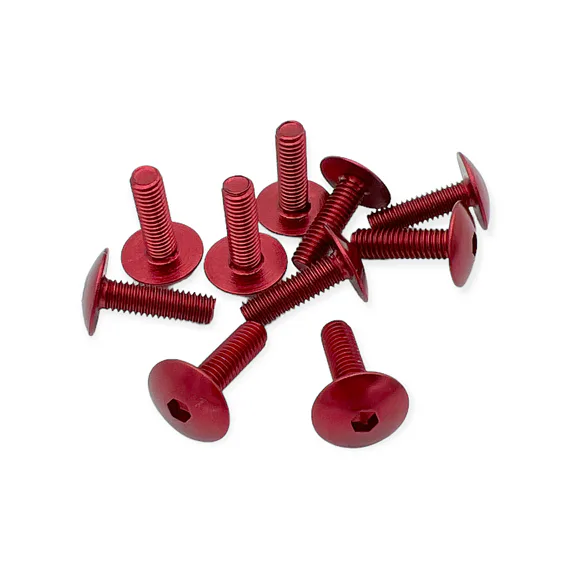 Sada ALU skrutiek M6X20mm, červená (10 ks)
