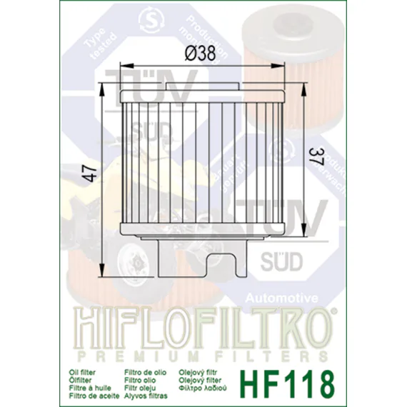 Olejový filter HF118 pre Zongshen 190, YX160
