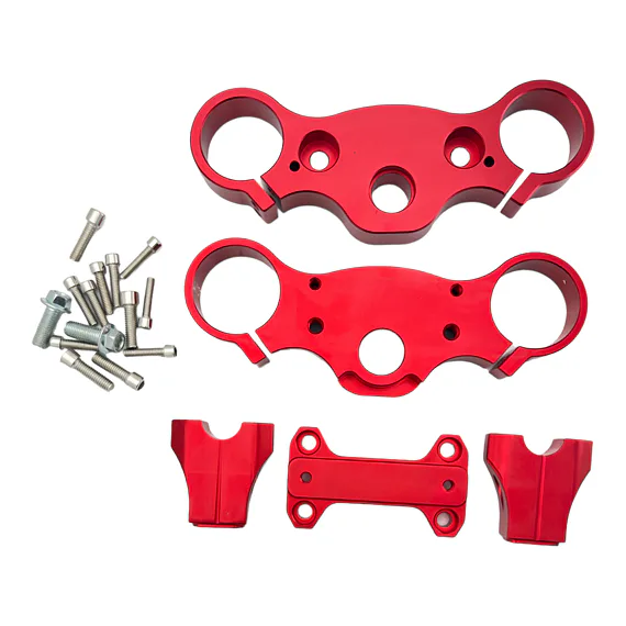 CNC okuliare vidlice na pitbike s objímkami 45/48, červené