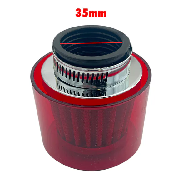 Športový vzduchový filter 35 mm s krytom - červený