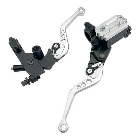 Kompletné sklopné CNC páčky na pitbike, strieborné - sada