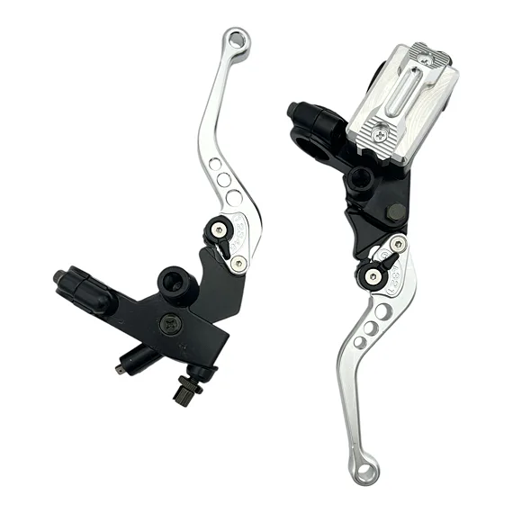 Kompletné sklopné CNC páčky na pitbike, strieborné - sada