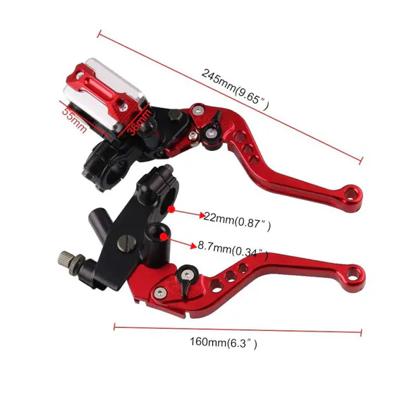 Kompletné sklopné CNC páčky na pitbike, strieborné - sada