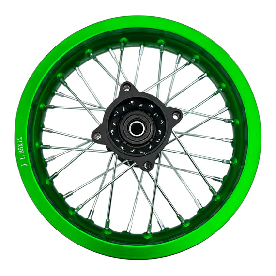 Zadný ráfik na pitbike 12 palcov ALLOY – zelená farba