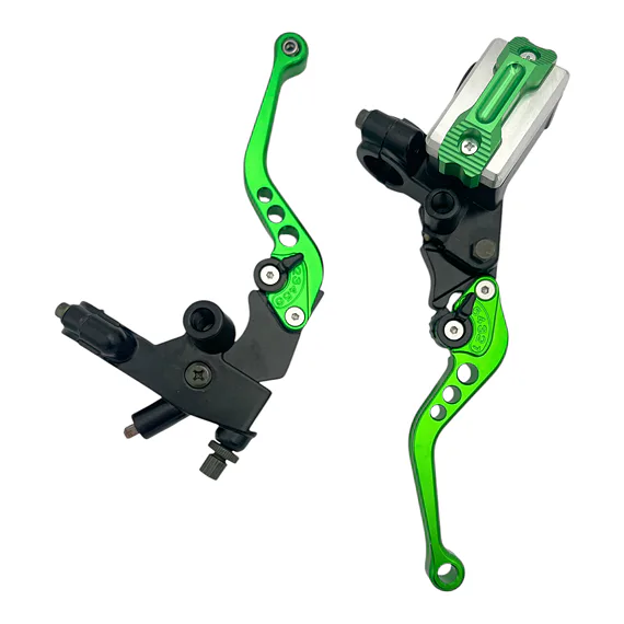 Kompletné sklopné CNC páčky na pitbike, zelené - sada