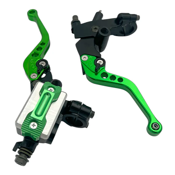 Kompletné sklopné CNC páčky na pitbike, zelené - sada
