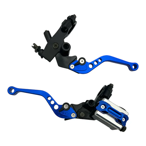 Páčky Pitbike sklopné CNC kompletní modré - sada