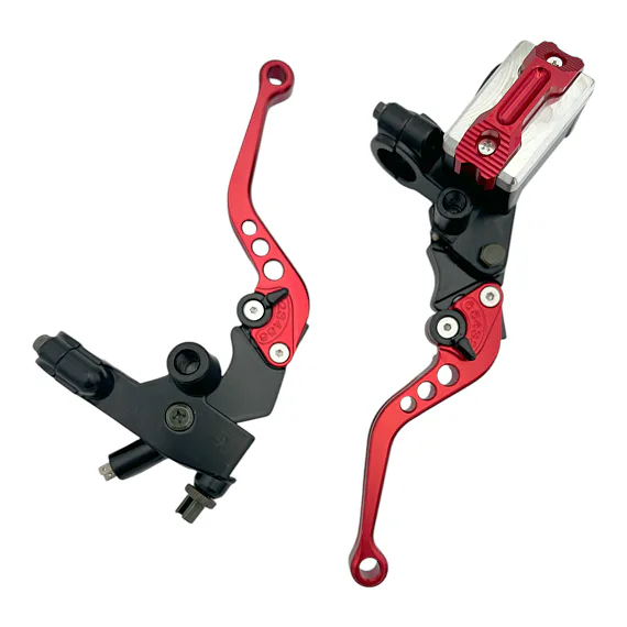 Kompletné sklopné CNC páčky na pitbike, červené - sada