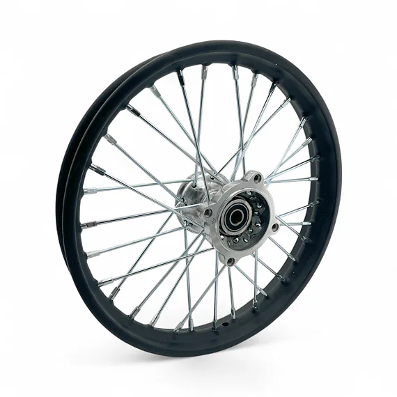 Predný ráfik na pitbike 14" (1.40-14), os 15 mm, strieborný stred